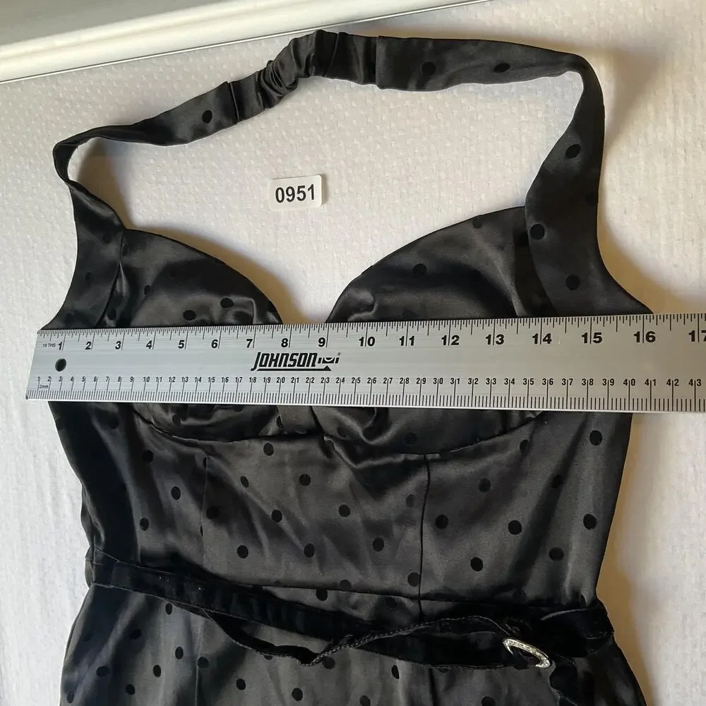 My Michelle Women Dress 11 Black Polka Dot Sheath Satin Coquettecore Bow - Picture 6 of 9